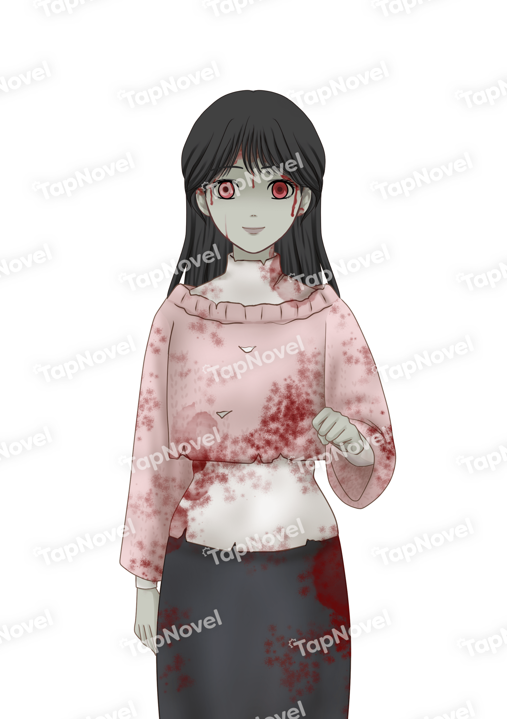 黒髪セミロングの女性ゾンビ