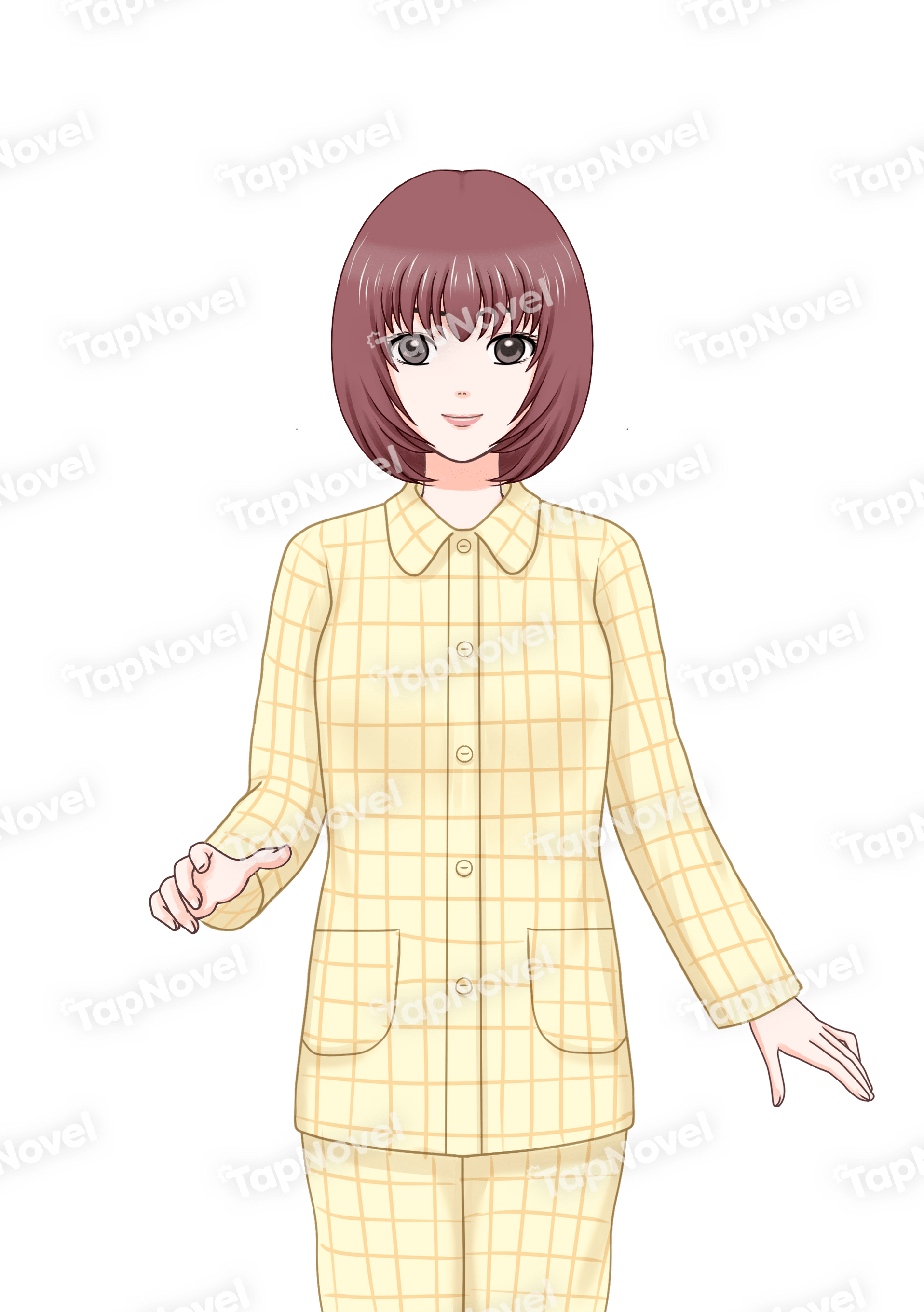 赤茶髪マッシュボブの女性