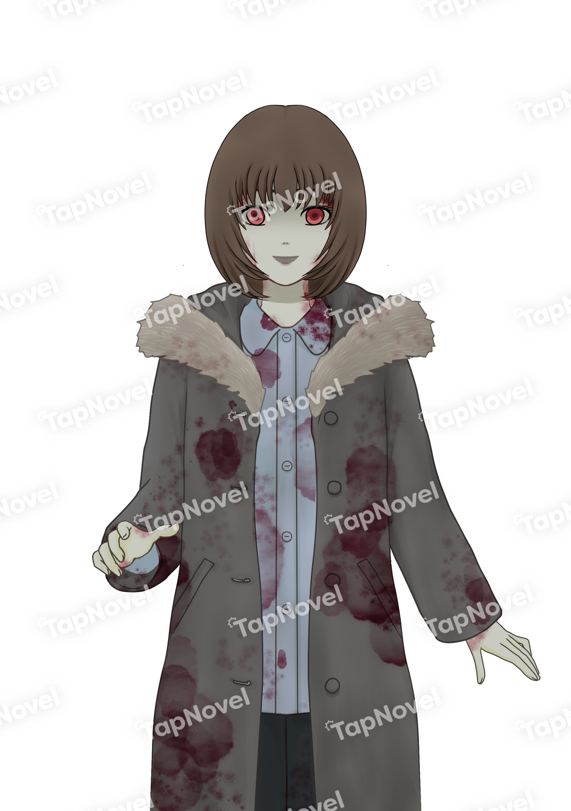 こげ茶髪マッシュボブの女性ゾンビ