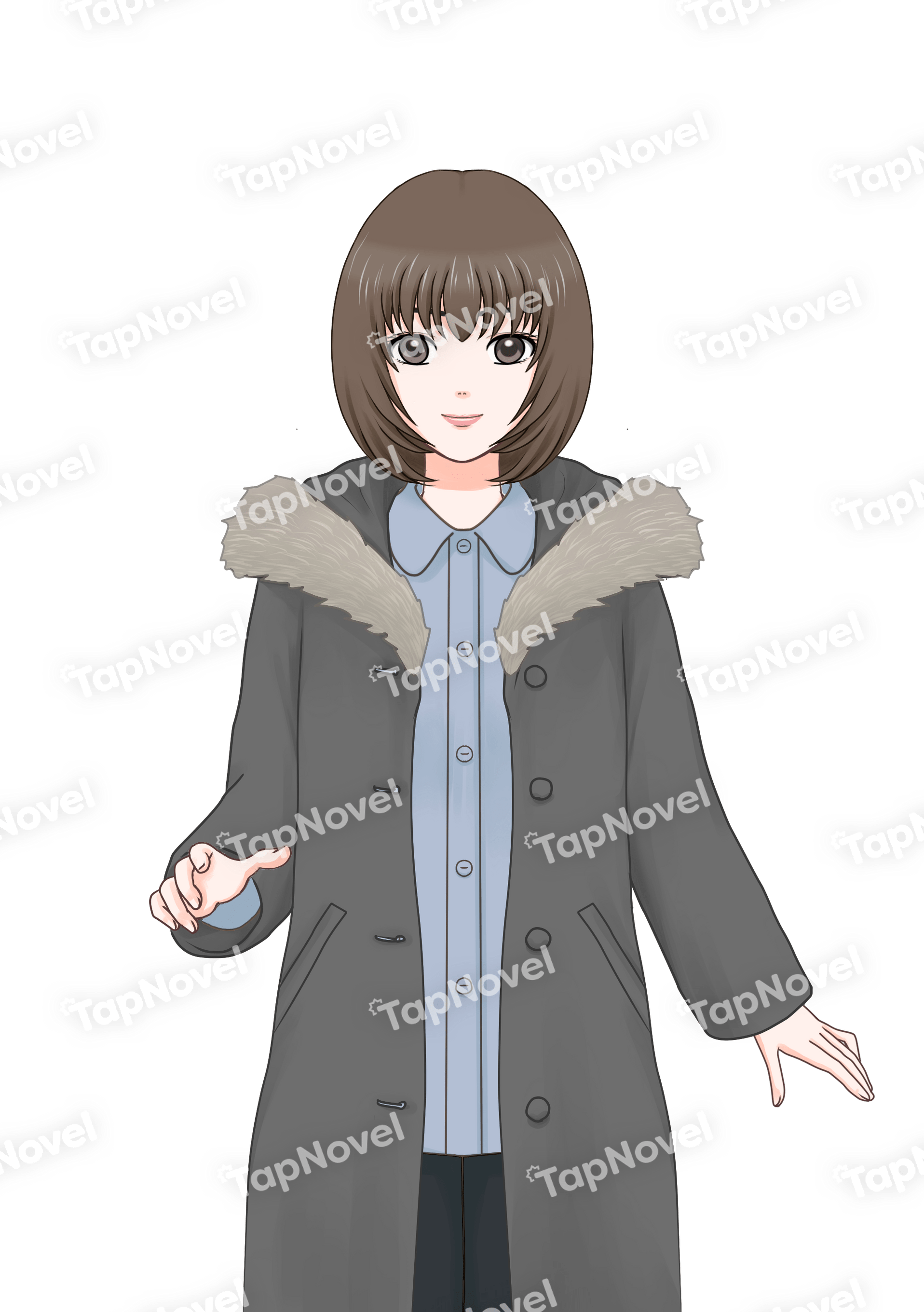 こげ茶髪マッシュボブの女性