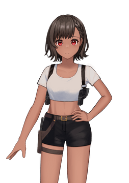 褐色の女の子　上着オフ
