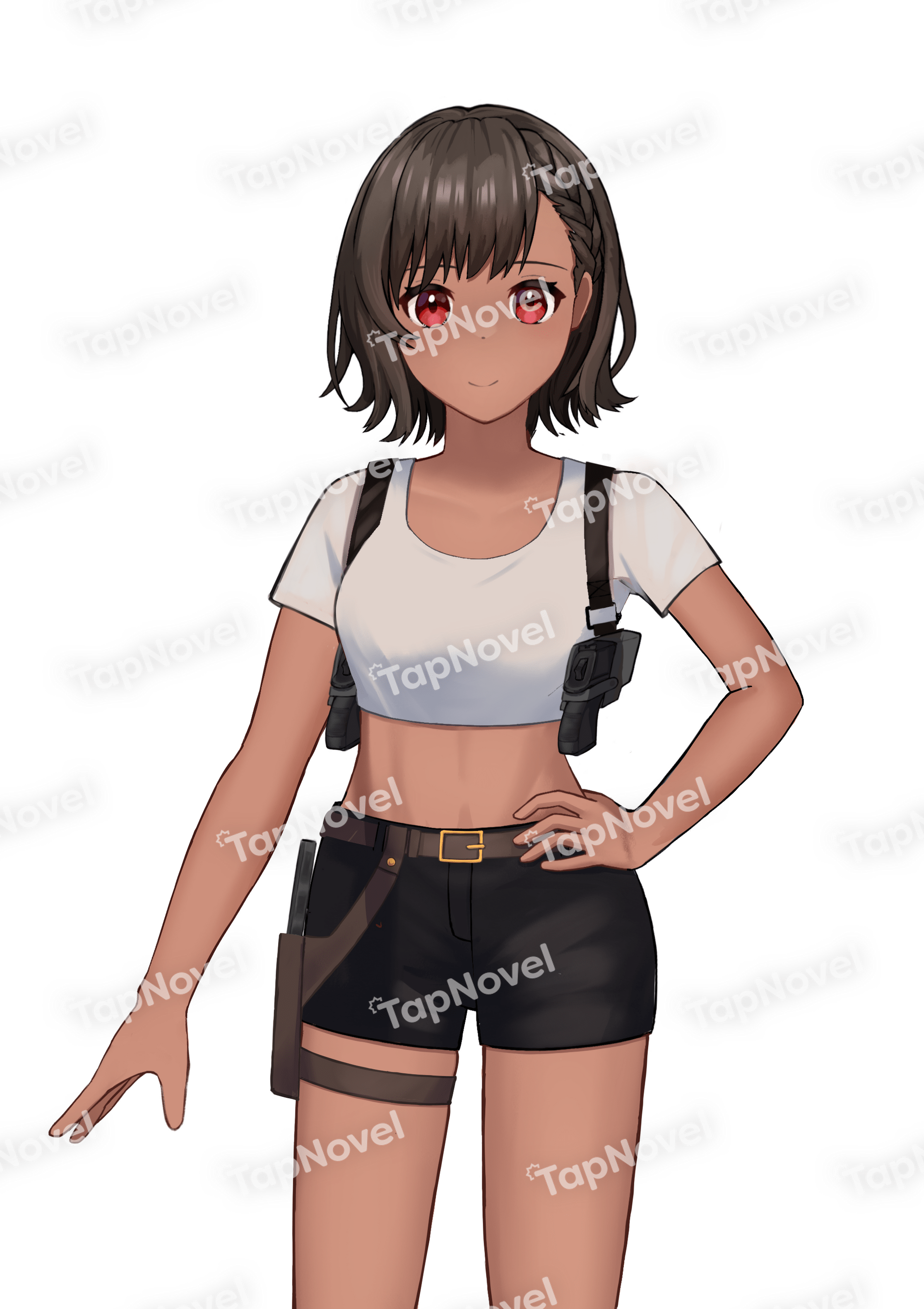褐色の女の子　上着オフ