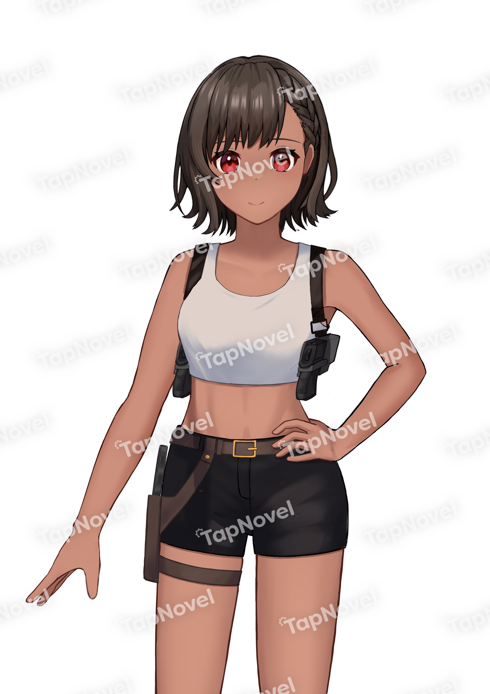 褐色の女の子　上着オフ2