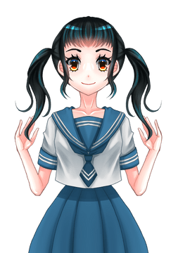 半袖ブルーセーラー服の学生