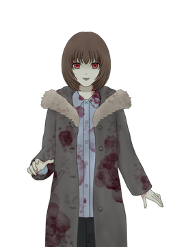 こげ茶髪マッシュボブの女性ゾンビ