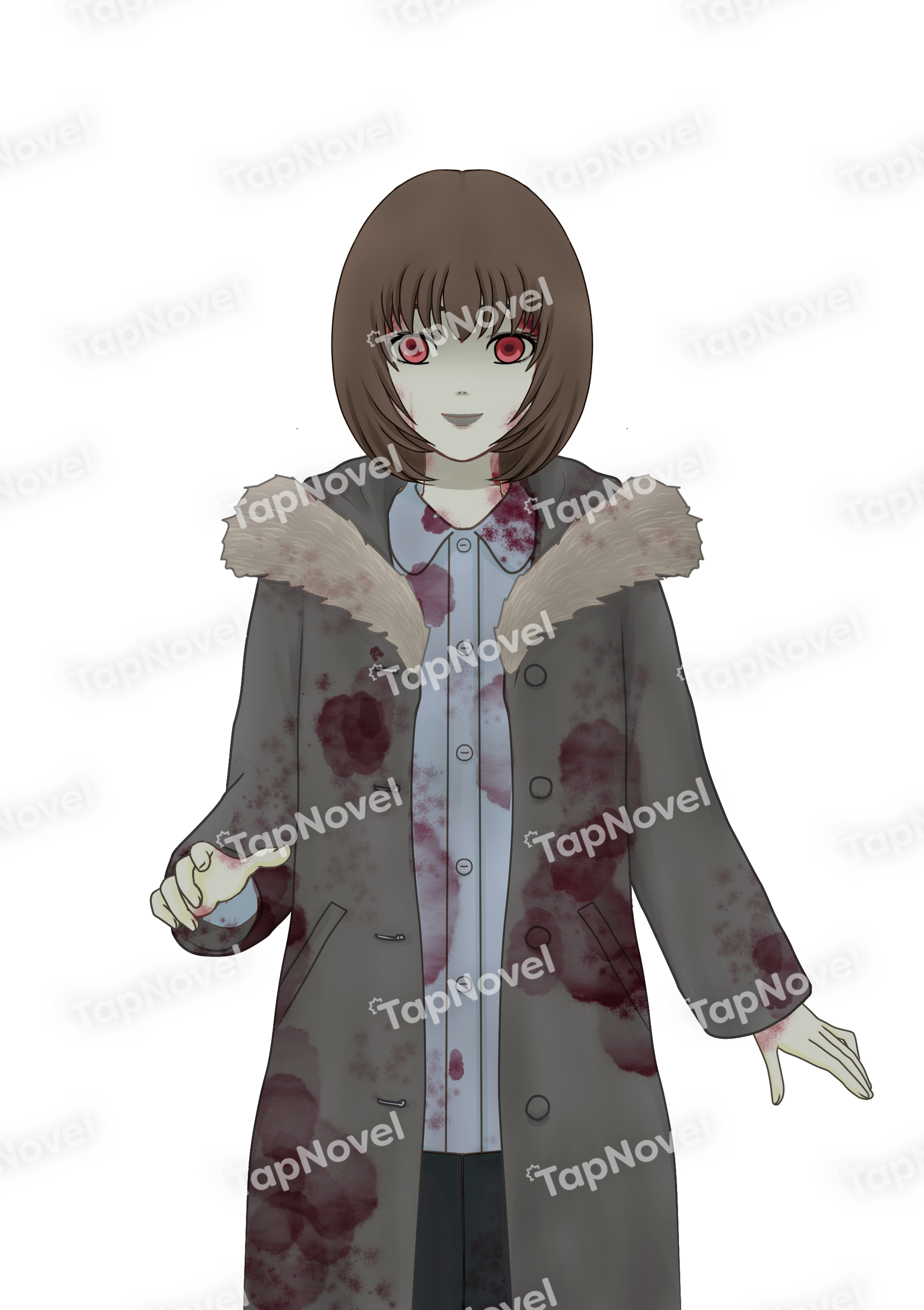 こげ茶髪マッシュボブの女性ゾンビ