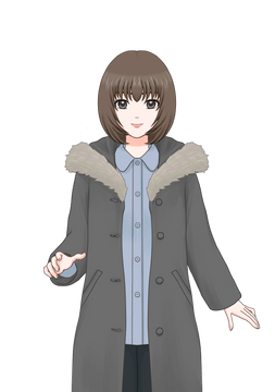 こげ茶髪マッシュボブの女性