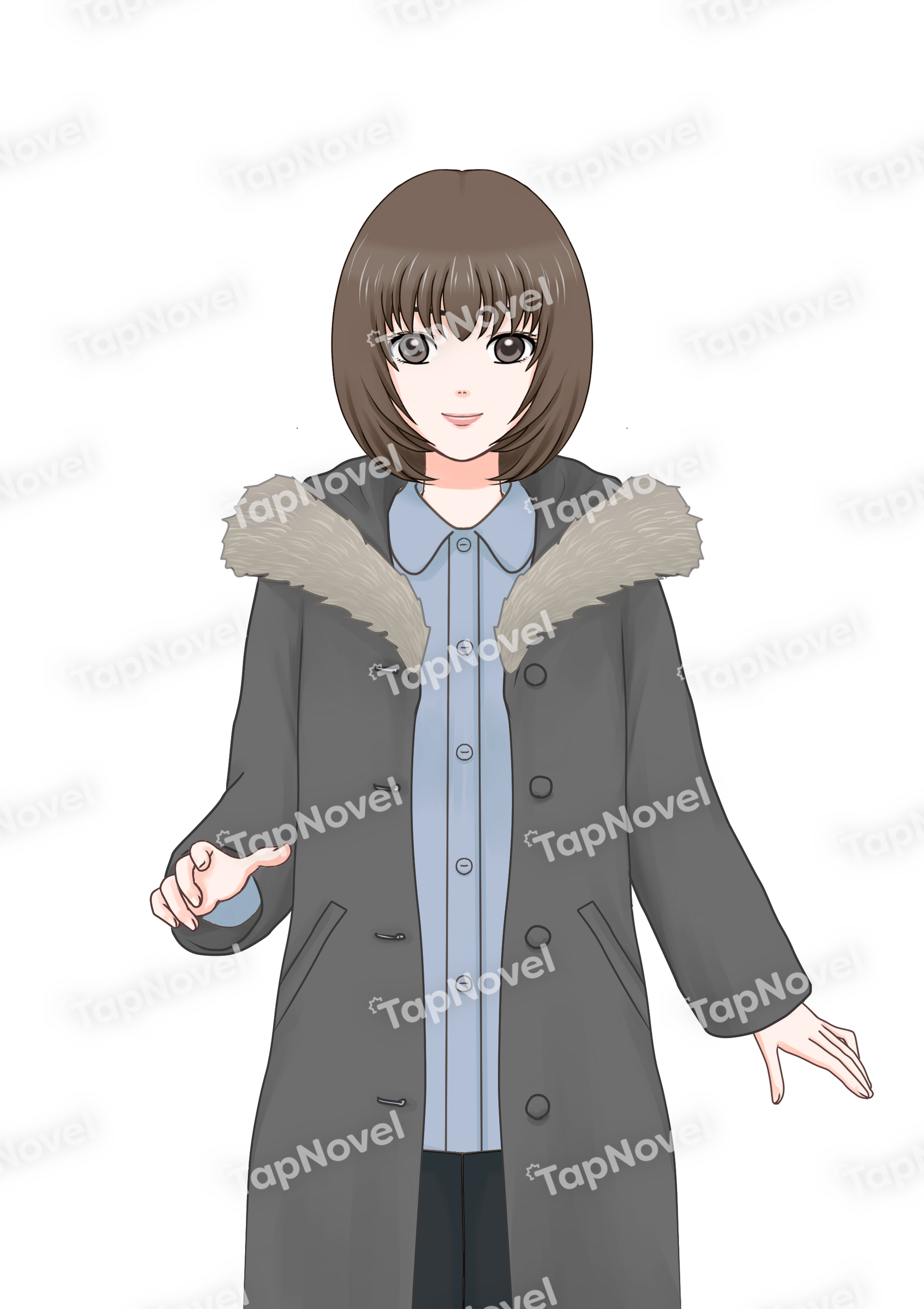 こげ茶髪マッシュボブの女性